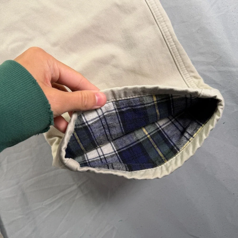 Vintage LL Bean Pants Mens 38x30 (Fits 34x30) Chino Flannel Lined Khaki Pleated
